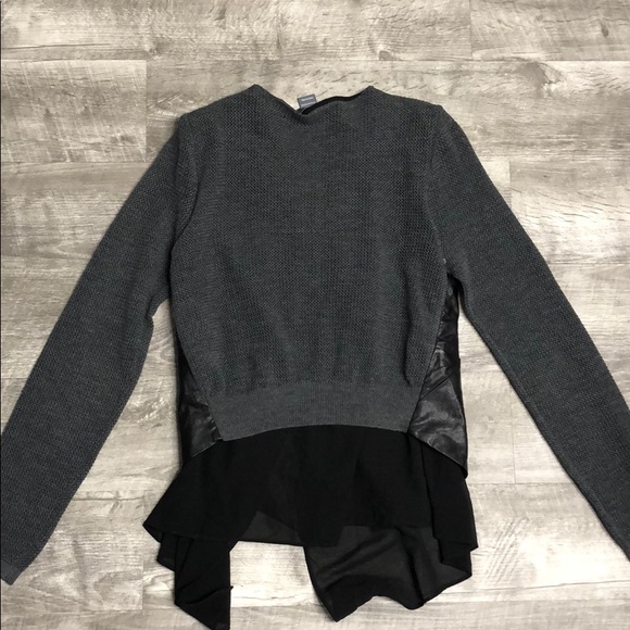 Knit & Faux Leather Layered Chiffon Jacket - Picture 5 of 5